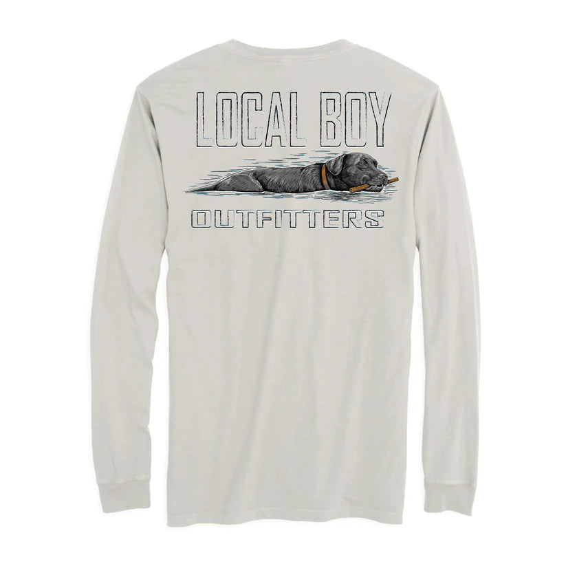Local Boy Fetch Black Lab Long Sleeve Tee Silver Local Boy Outfitters