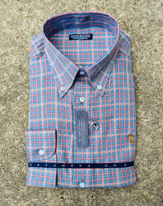 Southern Casanova Button Copen Blue Plaid