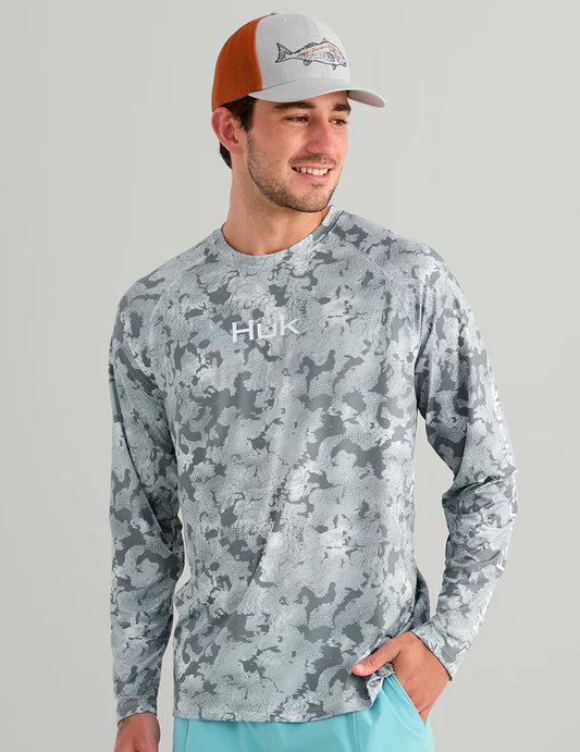 Huk Airweight Tech KC Printed Long Sleeve Crew Huk