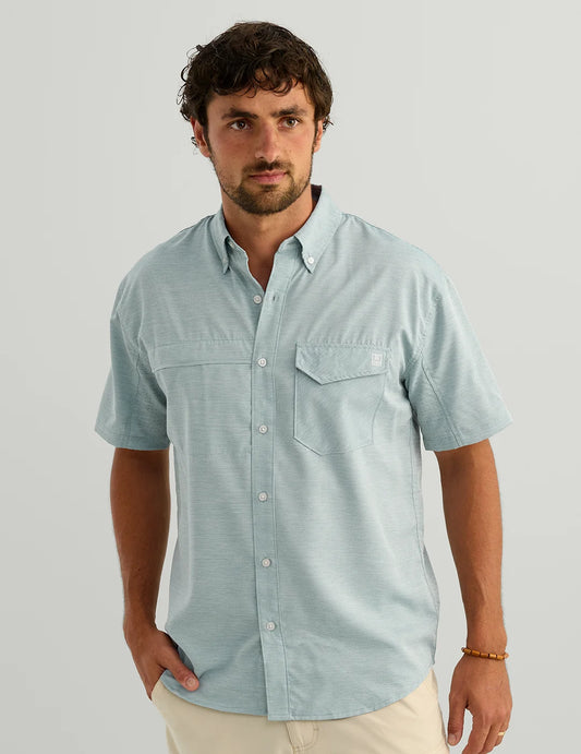 Huk Tidepoint Heather Ripstop SS Shirt Aqua Haze Heather Huk