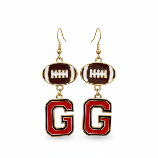 Georgia Bulldogs Gameday G Football Drop Earrings Golden Stella