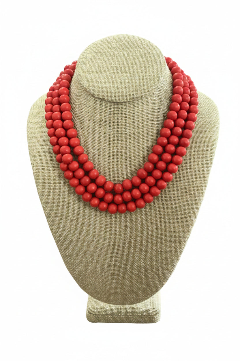 Georgia Bulldogs 3 Row color Wood Ball Necklace Golden Stella