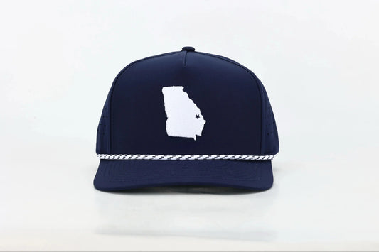 Happy Threads Statesboro, GA Embroidered State Hat with Rope Happy Threads
