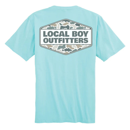 Local Boy Fish Camo Diamond Crest SS Tee Aqua Local Boy Outfitters