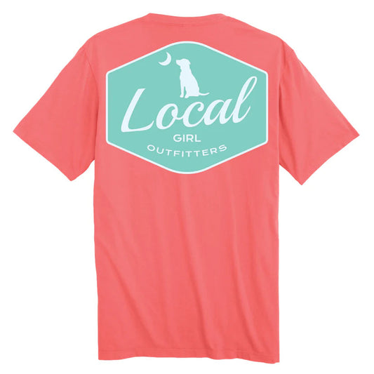 Local Girl Badge SS Tee Coral Local Girl Outfitters
