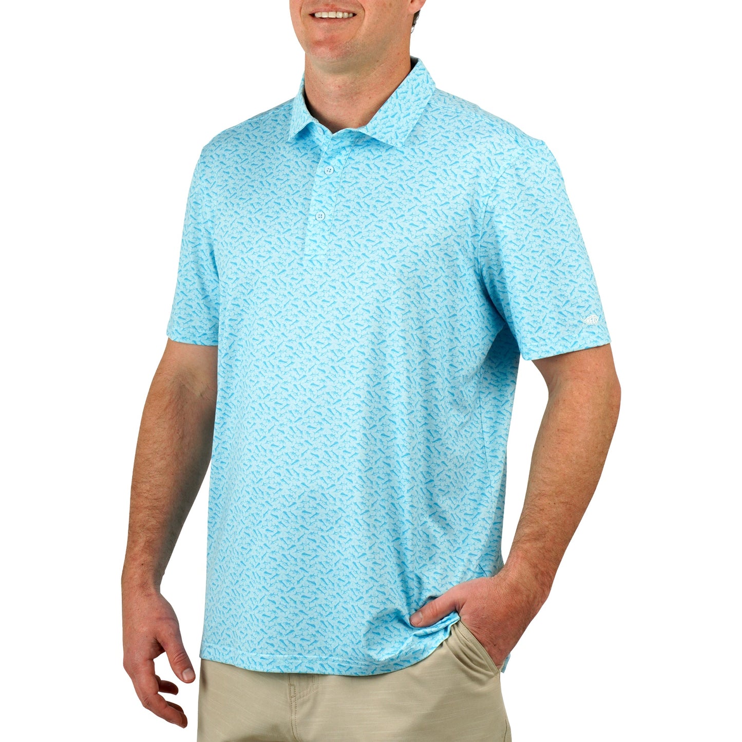 Aftco Cypress Printed Polo Splish Splash Aftco
