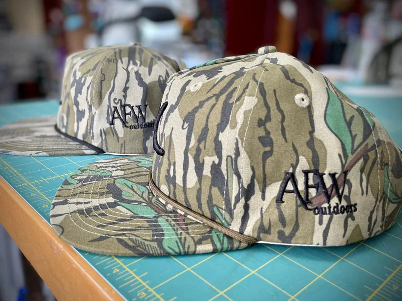 American Flyway Waterfowl Old Rope Hat Original Mossy Oak w- Turkey Tracks AFW Outdoors