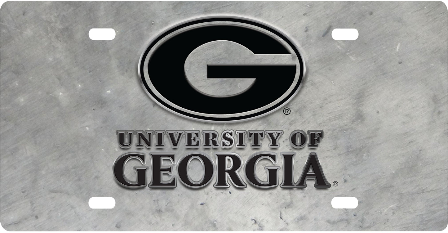 Georgia Bulldogs Metal License Plate Silver UGA Jaymac