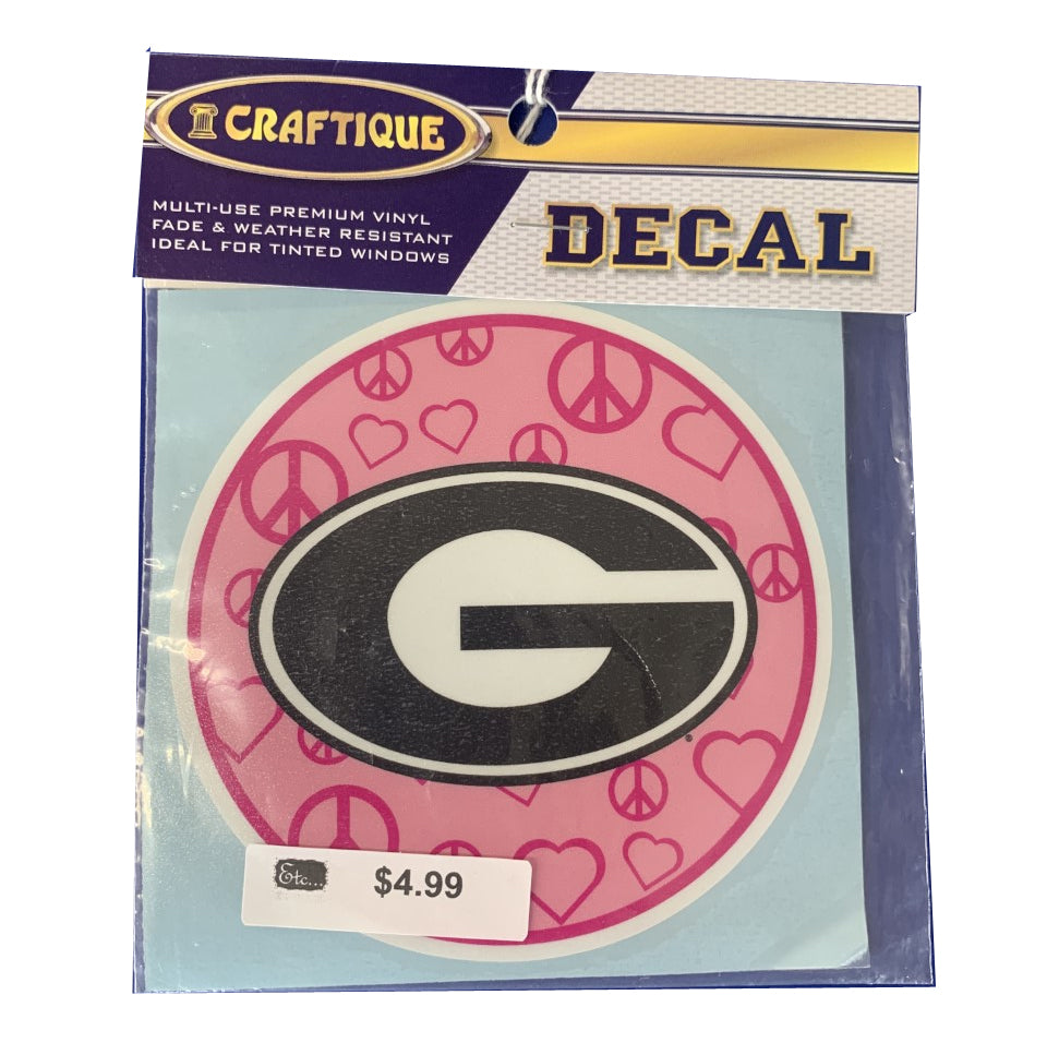 Craftique Georgia Bulldogs Pink G Logo Decal-12In - Dawg Fans Only