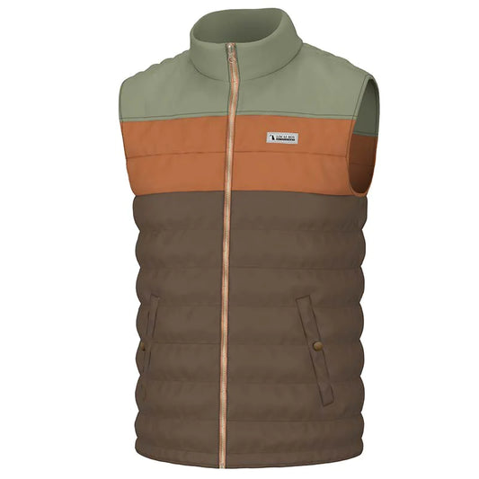 Local Boy Puffer Vest Olive/Rust/Brown