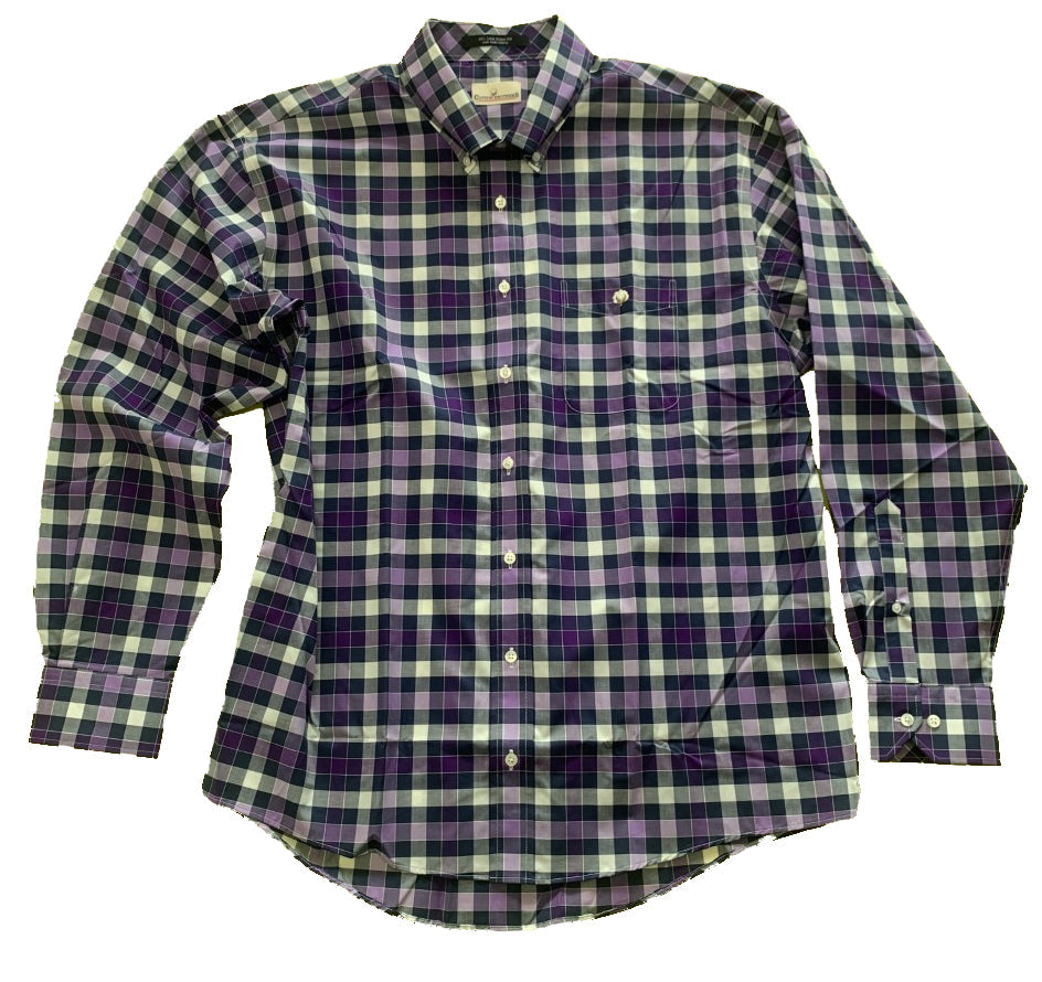 Cotton Brothers Long Sleeve Button Up Purple Plaid Cotton Brothers