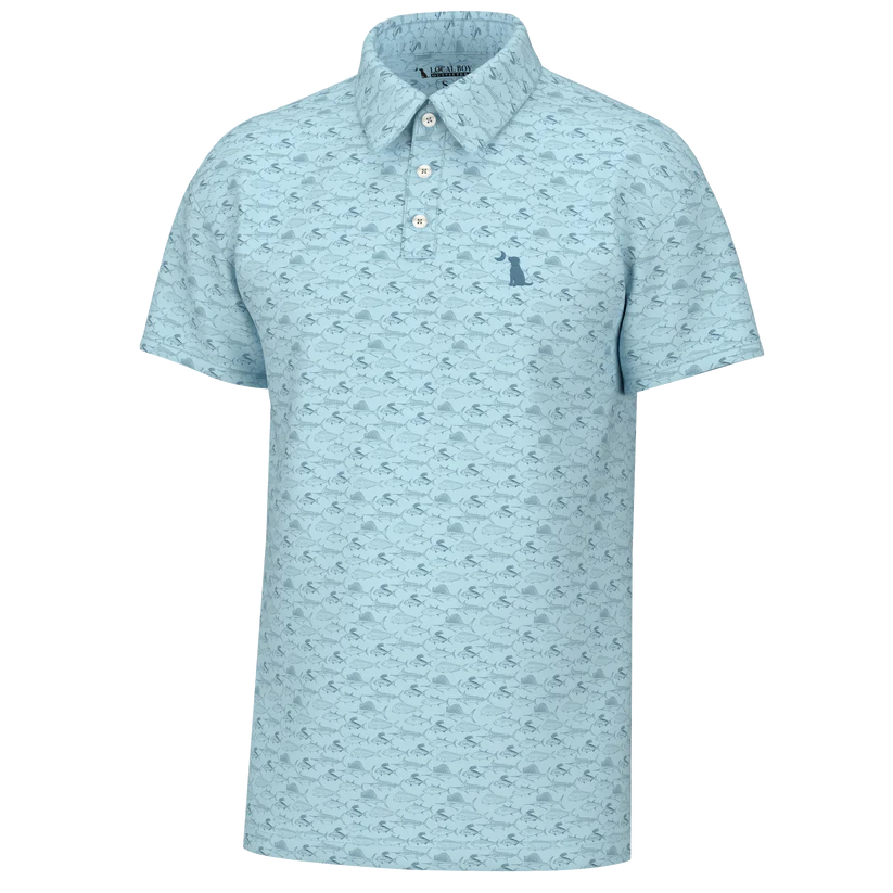 Local Boy Outfitters S/S Dirty Myrtle Polo Salt Water Sky Blue Local Boy Outfitters