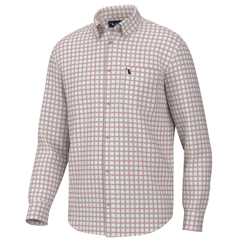 Local Boy Outfitters Youth Faulk Dress Shirt Salmon / Teal Local Boy Outfitters