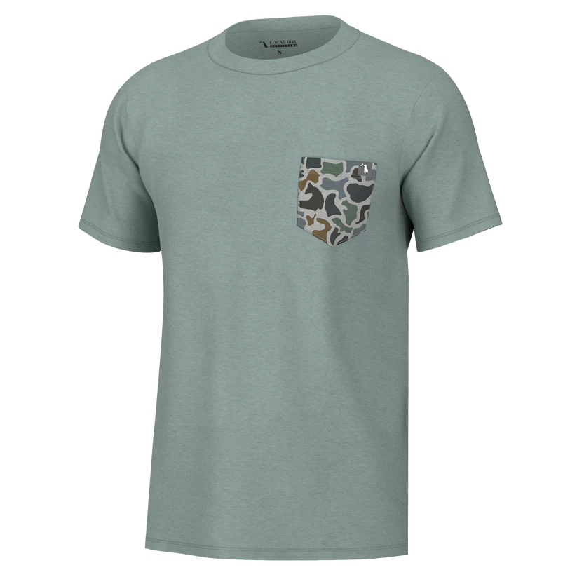 Local Boy Outfitters Youth S/S Heather-Blend Crew Mist Localflage Bluff