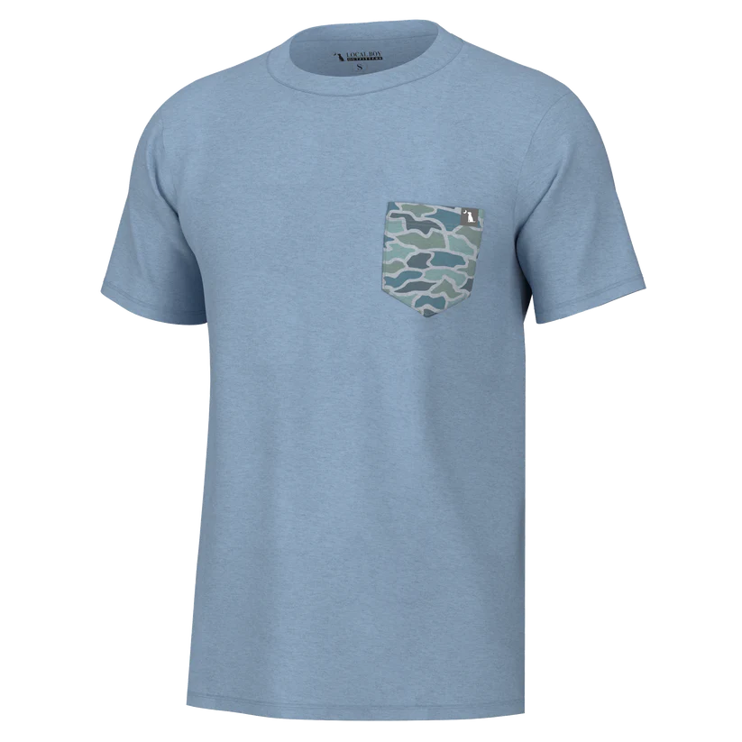 Local Boy Outfitters Youth S/S Heather-Blend Crew Sky Blue Oak Camo Local Boy Outfitters