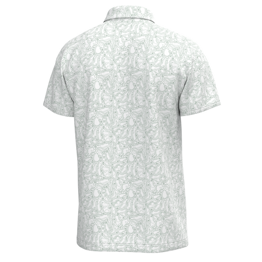 Local Boy Dirty Myrtle Polo Par 3 White and Green Local Boy Outfitters