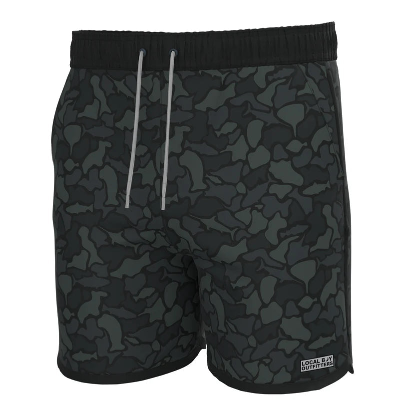 Local Boy Wando Swim Trunks Black Saltwater Camo Local Boy Outfitters