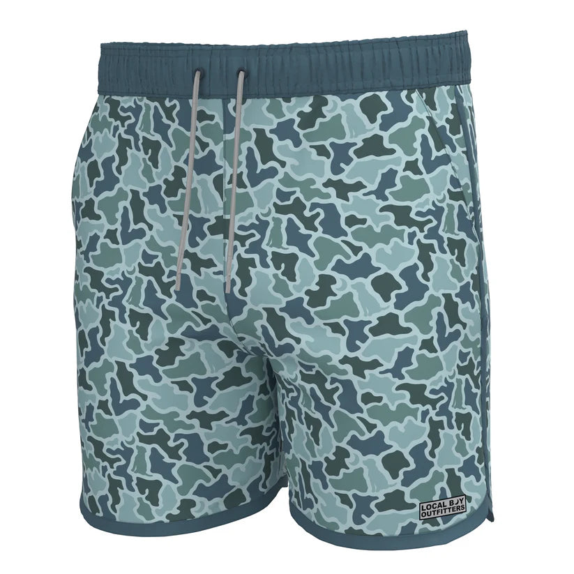 Local Boy Wando Swim Trunks Blue Dog and Moon Camo