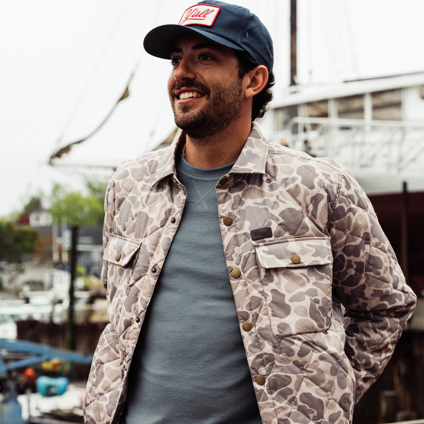 Marsh Wear Saluda Puff Shacket Khaki Mallard Camo Marsh Wear