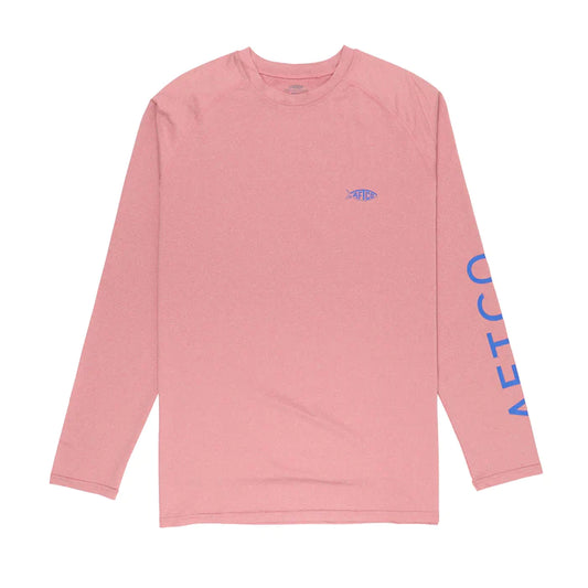 Aftco Samurai Heathered LS Performance Shirt Hazy Rose Heather