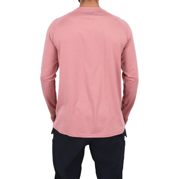Aftco Samurai Heathered LS Performance Shirt Hazy Rose Heather