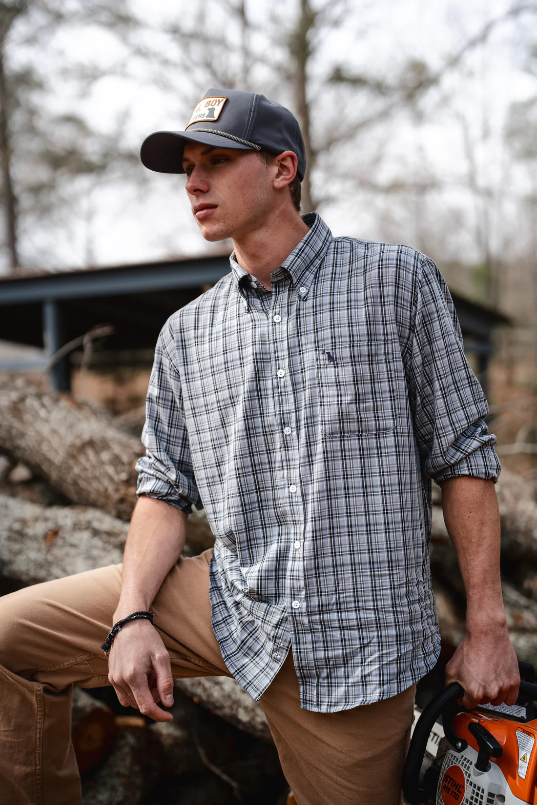 Local Boy Scott Dress Shirt Slate/Navy/Khaki