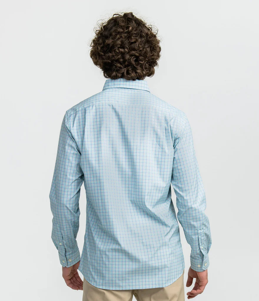 Southern Shirt Co Inlet Beach Plaid Long Sleeve Seafoam Southern Shirt Co