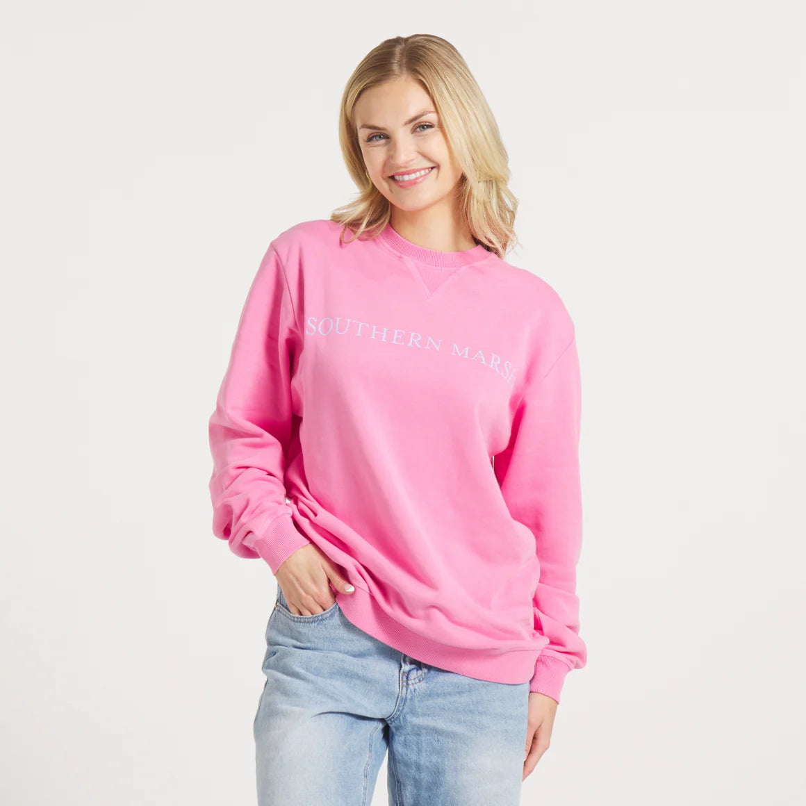 Southern Marsh Womens Seawash Sweatshirt Pink Southern Marsh
