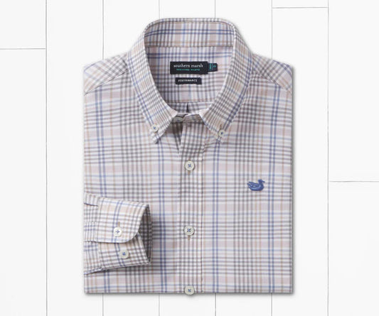 Southern Marsh youth shores windowpane performance dress shirt Marsh Wear