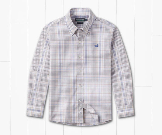 Southern Marsh youth shores windowpane performance dress shirt