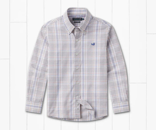 Southern Marsh youth shores windowpane performance dress shirt Marsh Wear