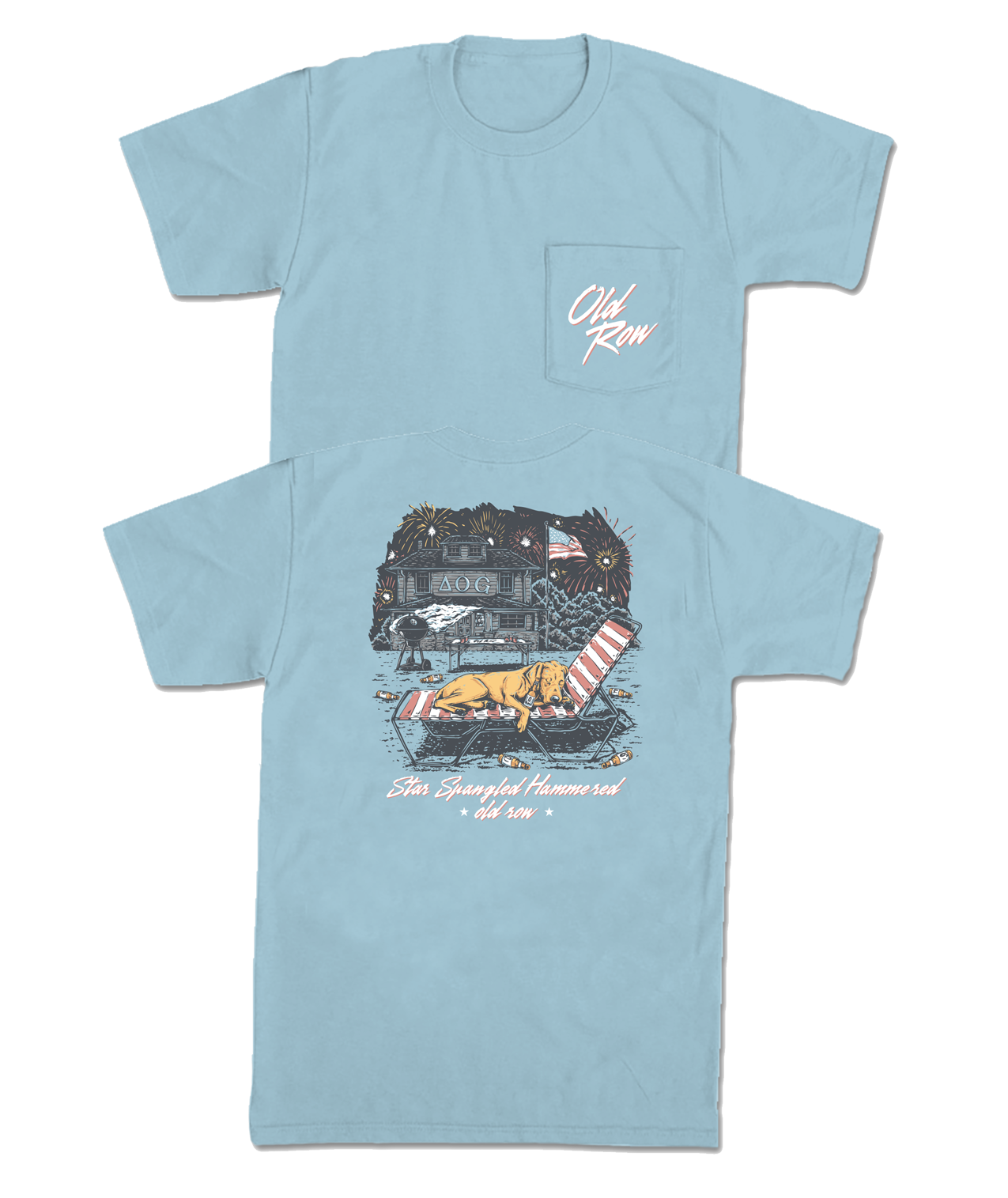 Old Row Star Spangled Pup Pocket Tee Chambray Old Row