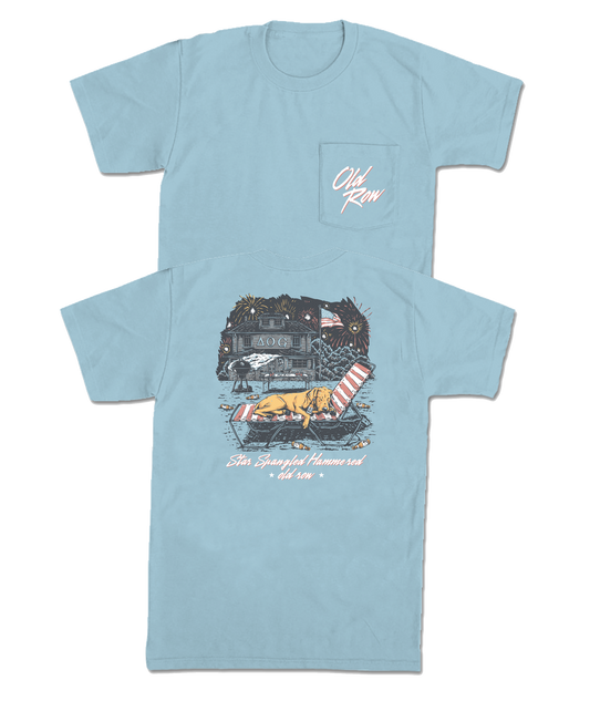 Old Row Star Spangled Pup Pocket Tee Chambray Old Row