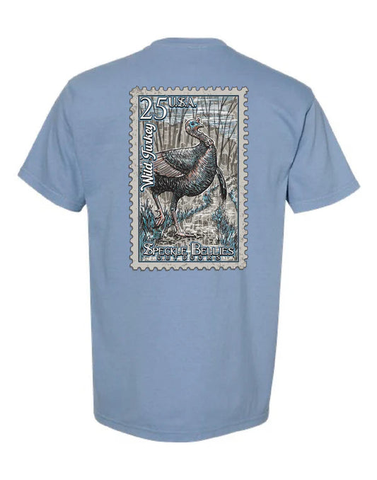 Speckle Bellies Turkey Stamp Shirt Blue Jean Speckle Bellies