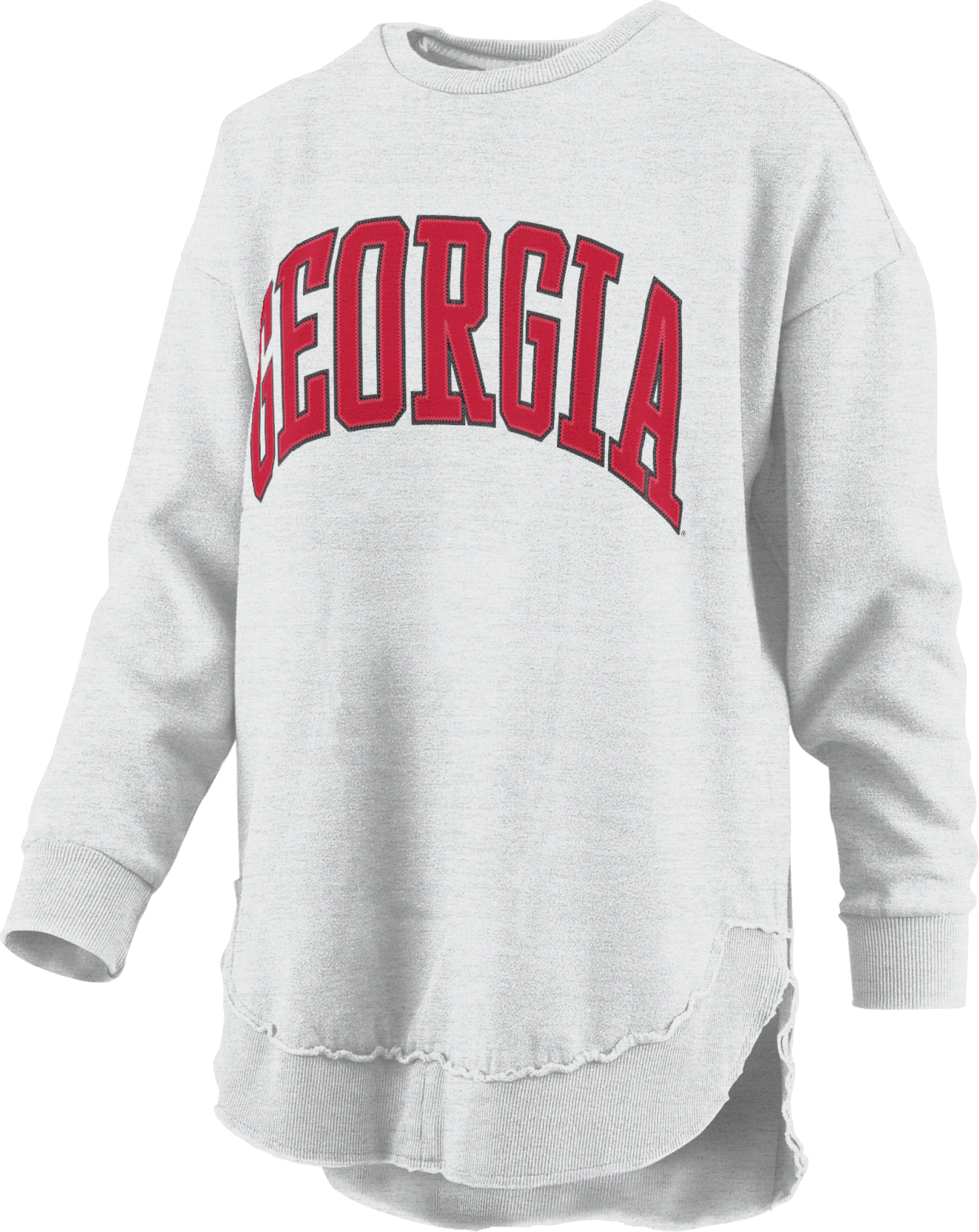 Pressbox Georgia Bulldogs Arched Tackle Twill Varsity Sweatshirt Oatmeal Pressbox