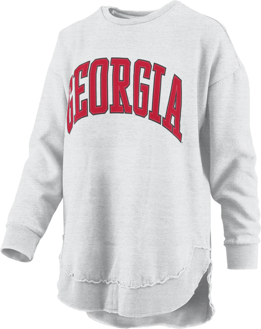 Pressbox Georgia Bulldogs Arched Tackle Twill Varsity Sweatshirt Oatmeal Pressbox