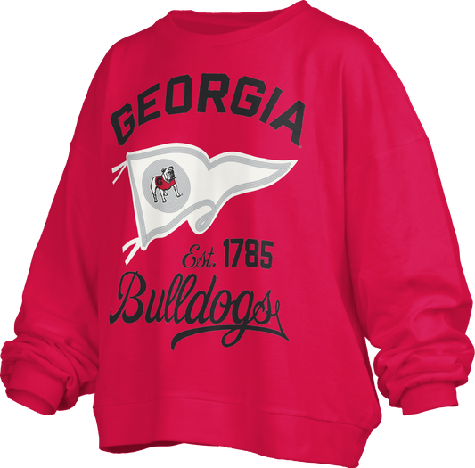 Pressbox Georgia Bulldogs Old Standard Puff Pullover Red