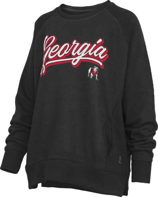Pressbox Georgia Bulldogs Harlow Chenille Akara Sweatshirt Black