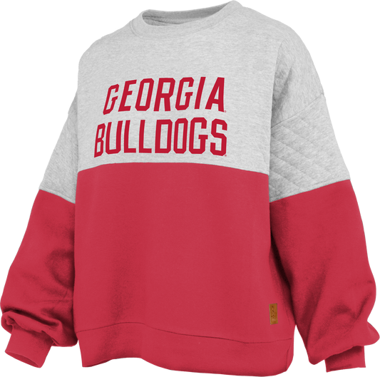 Pressbox Georgia Bulldogs Priscilla Sweatshirt Grey and Red Pressbox