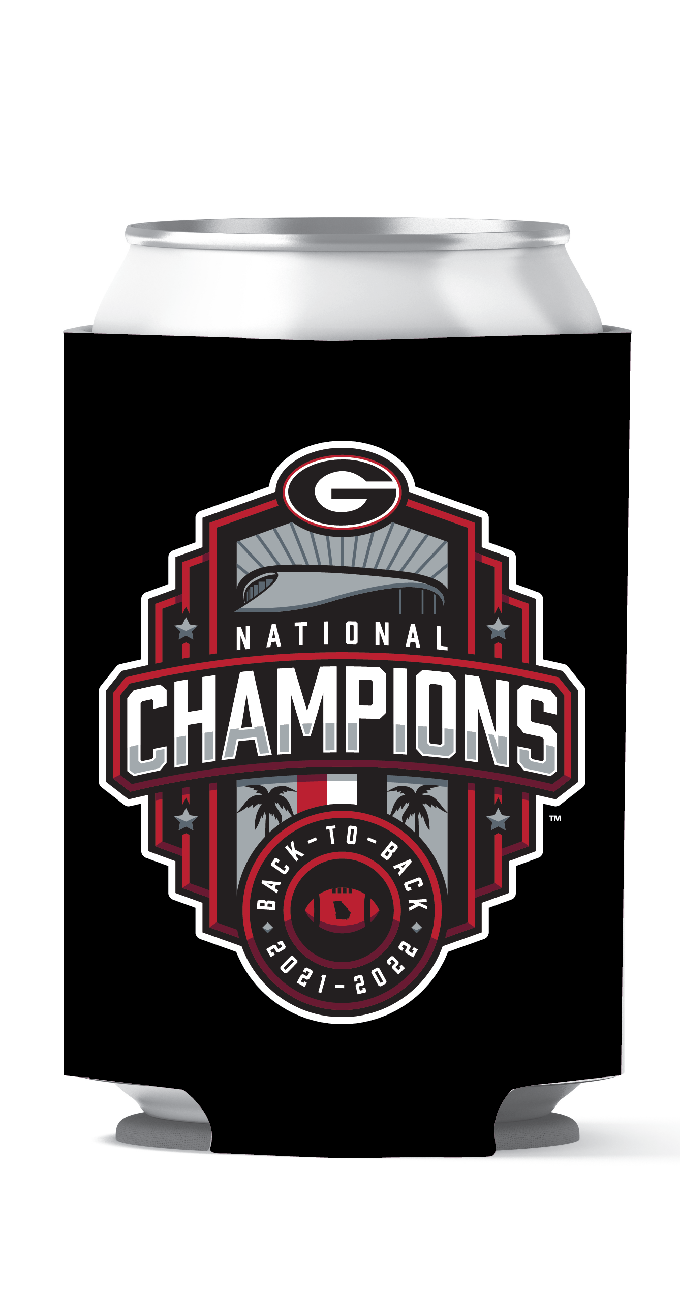 Georgia Bulldogs National Champions 22 Can Coozie Black