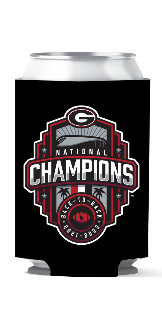 Georgia Bulldogs National Champions 22 Can Coozie Black