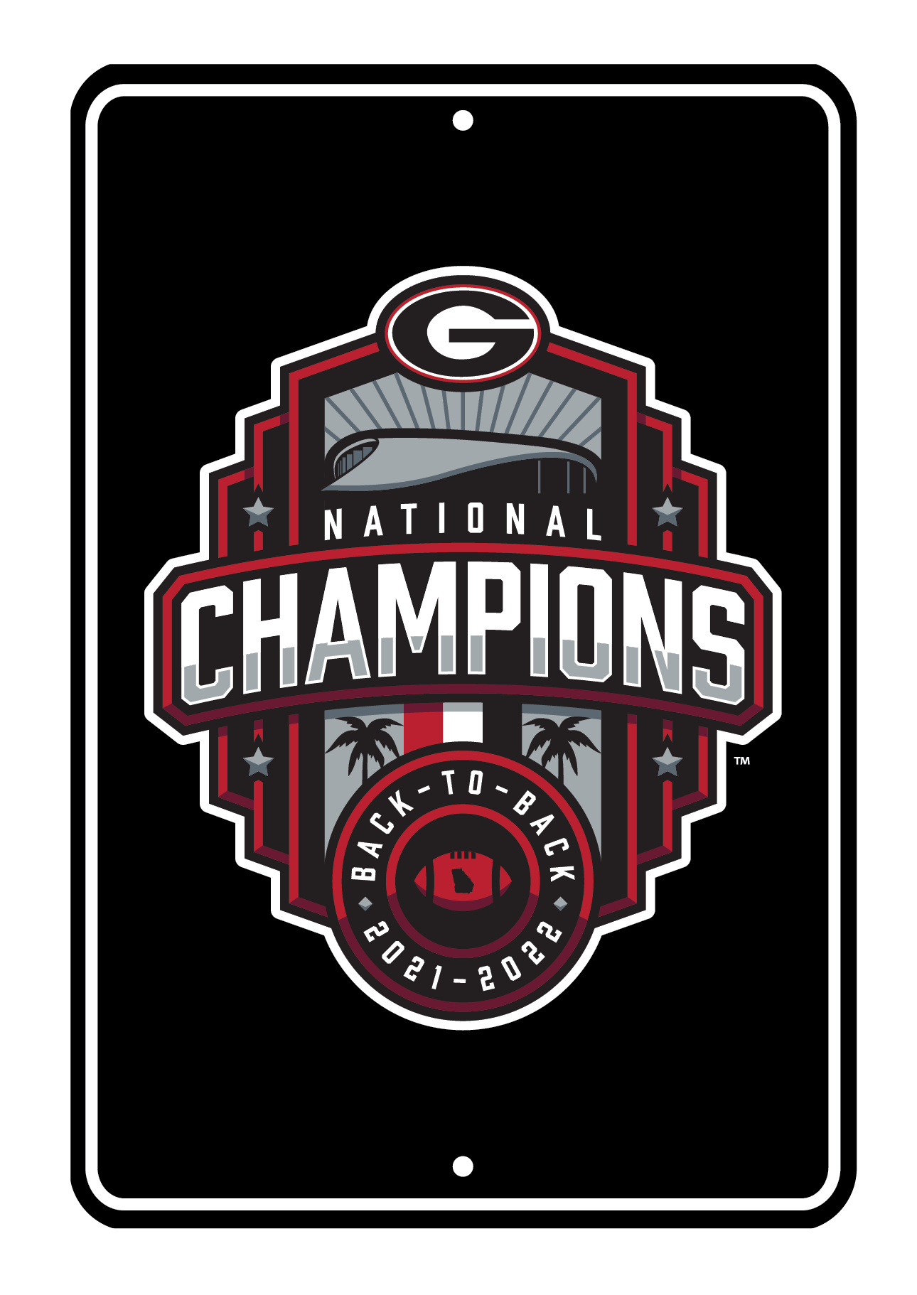 Georgia Bulldogs National Champions 22 Metal Sign Black