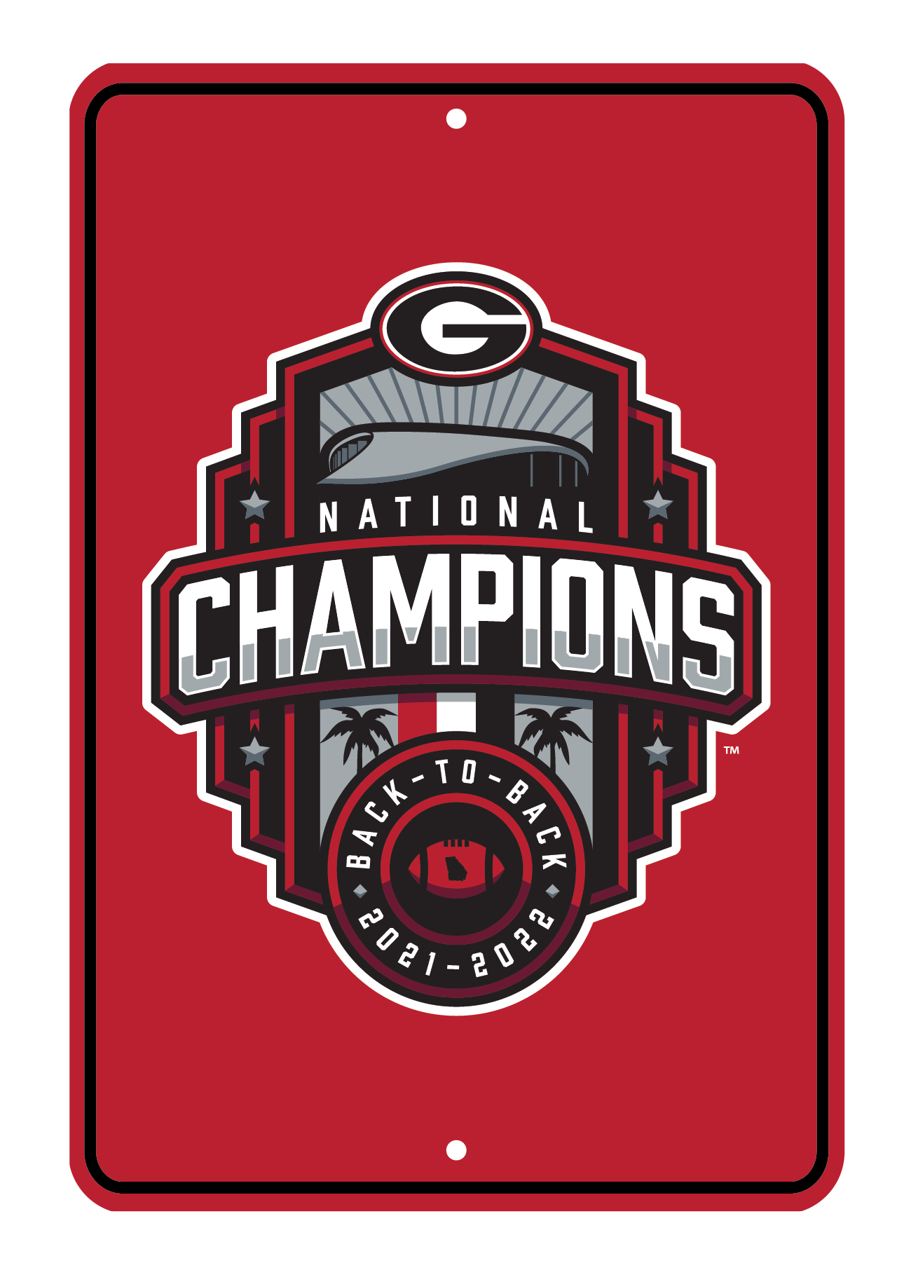 Georgia Bulldogs National Champions 22 Metal Sign Red