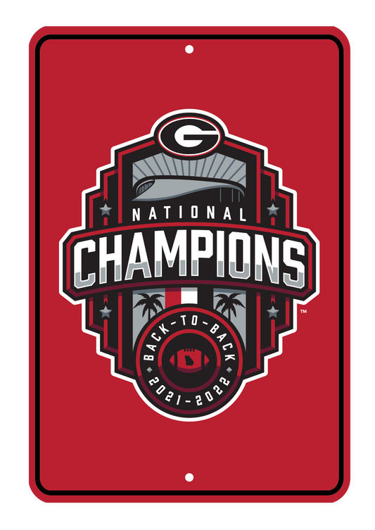 Georgia Bulldogs National Champions 22 Metal Sign Red