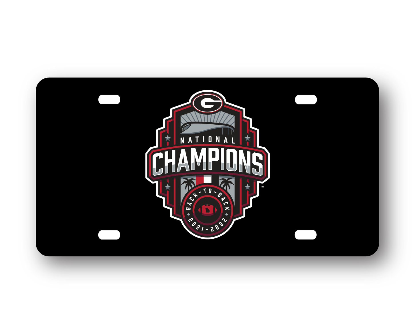 Georgia Bulldogs National Champions 22 Metal License Plate Black