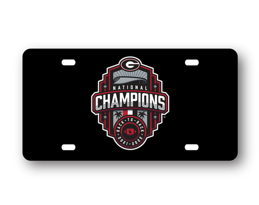 Georgia Bulldogs National Champions 22 Metal License Plate Black