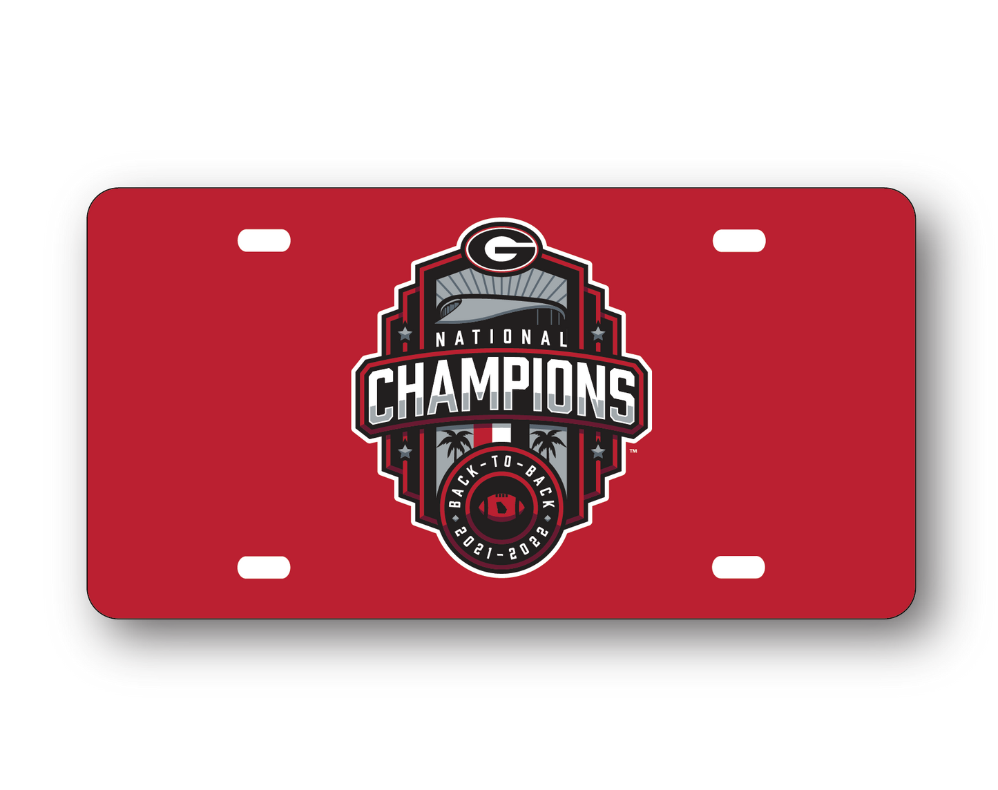 Georgia Bulldogs National Champions 22 Metal License Plate Red