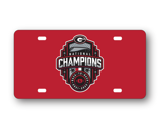 Georgia Bulldogs National Champions 22 Metal License Plate Red