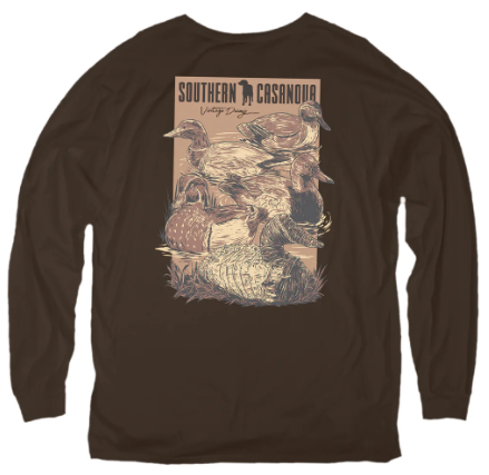 Southern Casanova Long Sleeve T-Shirt Vintage Decoys Dark Brown