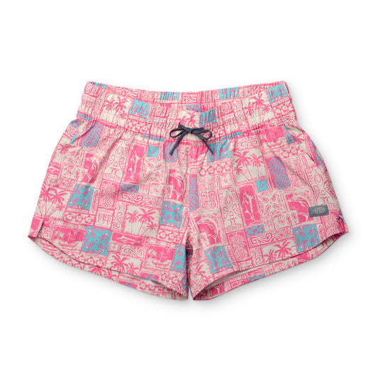 Aftco Women's Strike Swim Shorts Printed Flamingo Pink